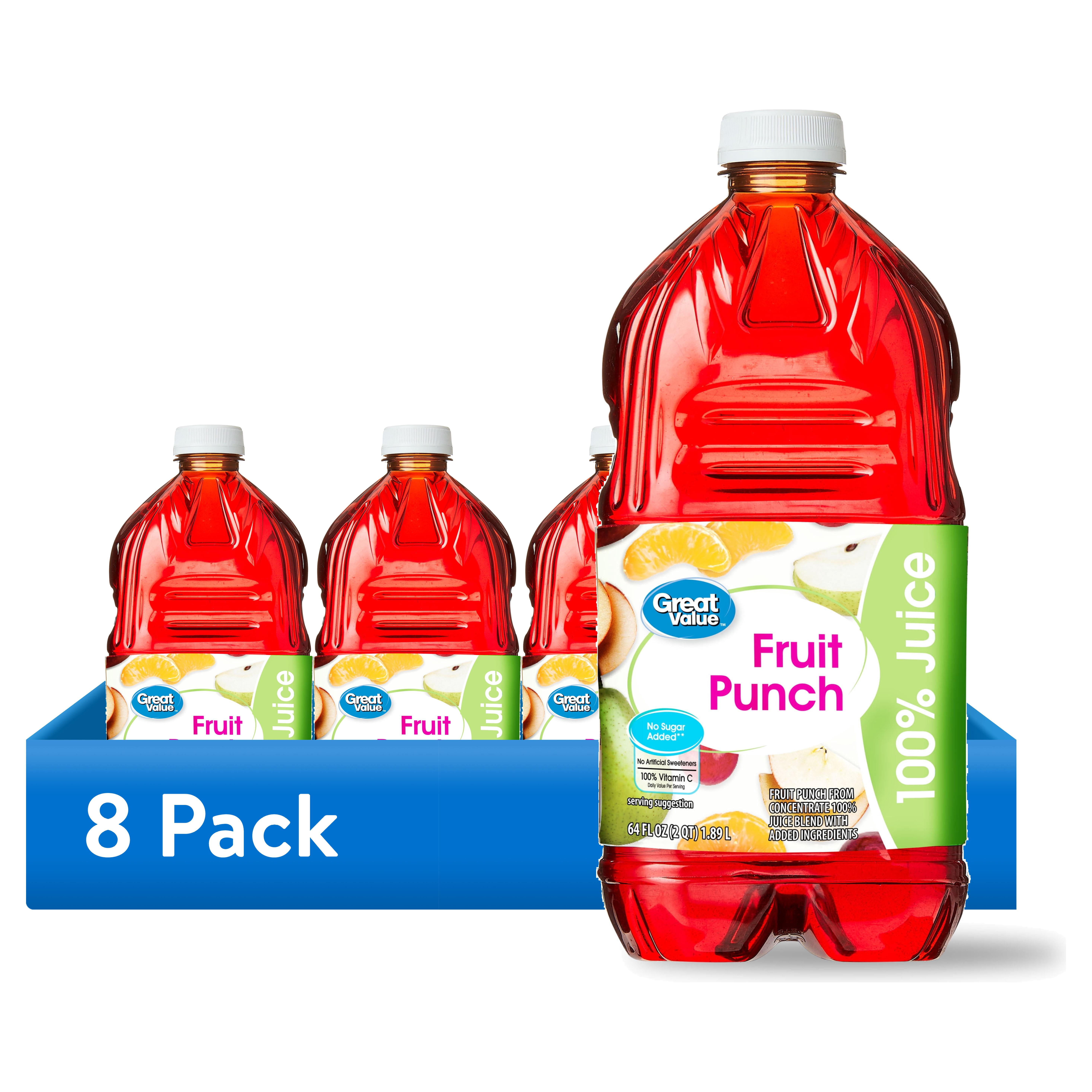 (8 pack) Great Value Fruit Punch, 64 fl oz