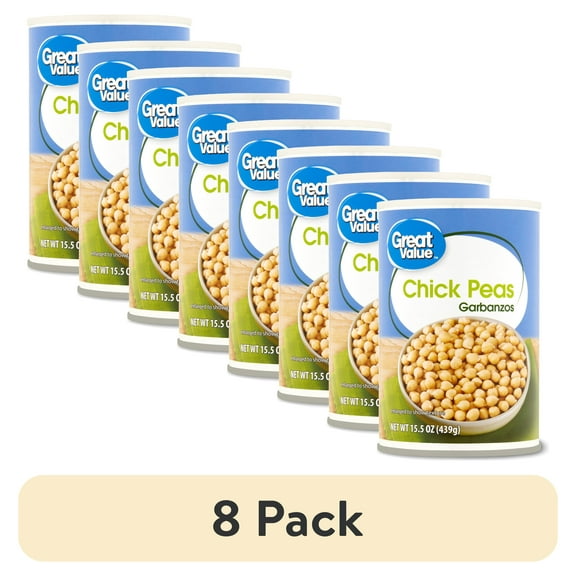 (8 pack) Great Value Garbanzos Chick Peas, 15.5 oz