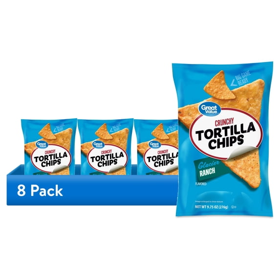 (8 pack) Great Value Glacier Ranch Tortilla Chips, 9.75 oz Bag