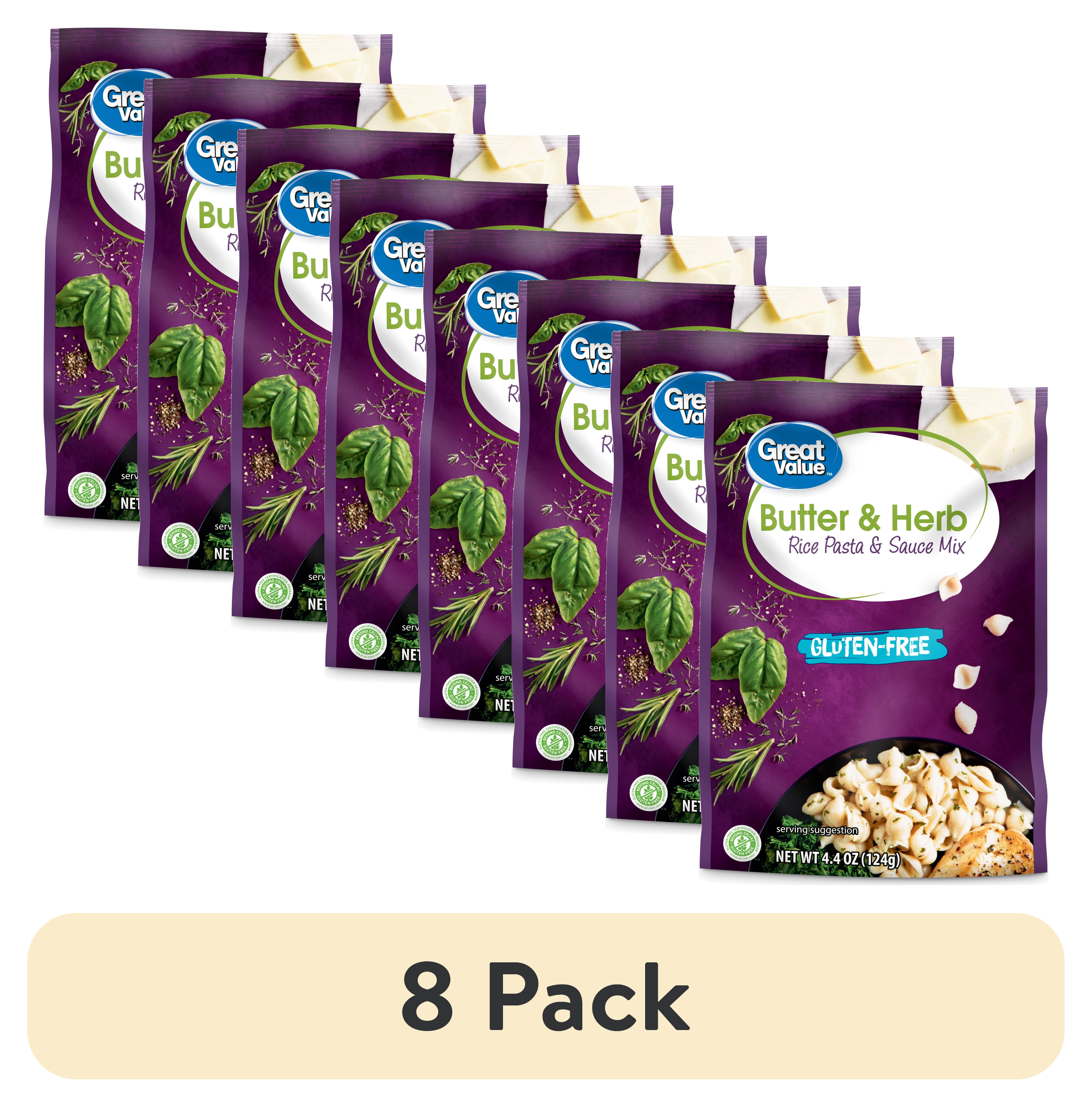 (8 pack) Great Value Gluten-Free Butter & Herb Rice Pasta & Sauce Mix, 4.4 oz