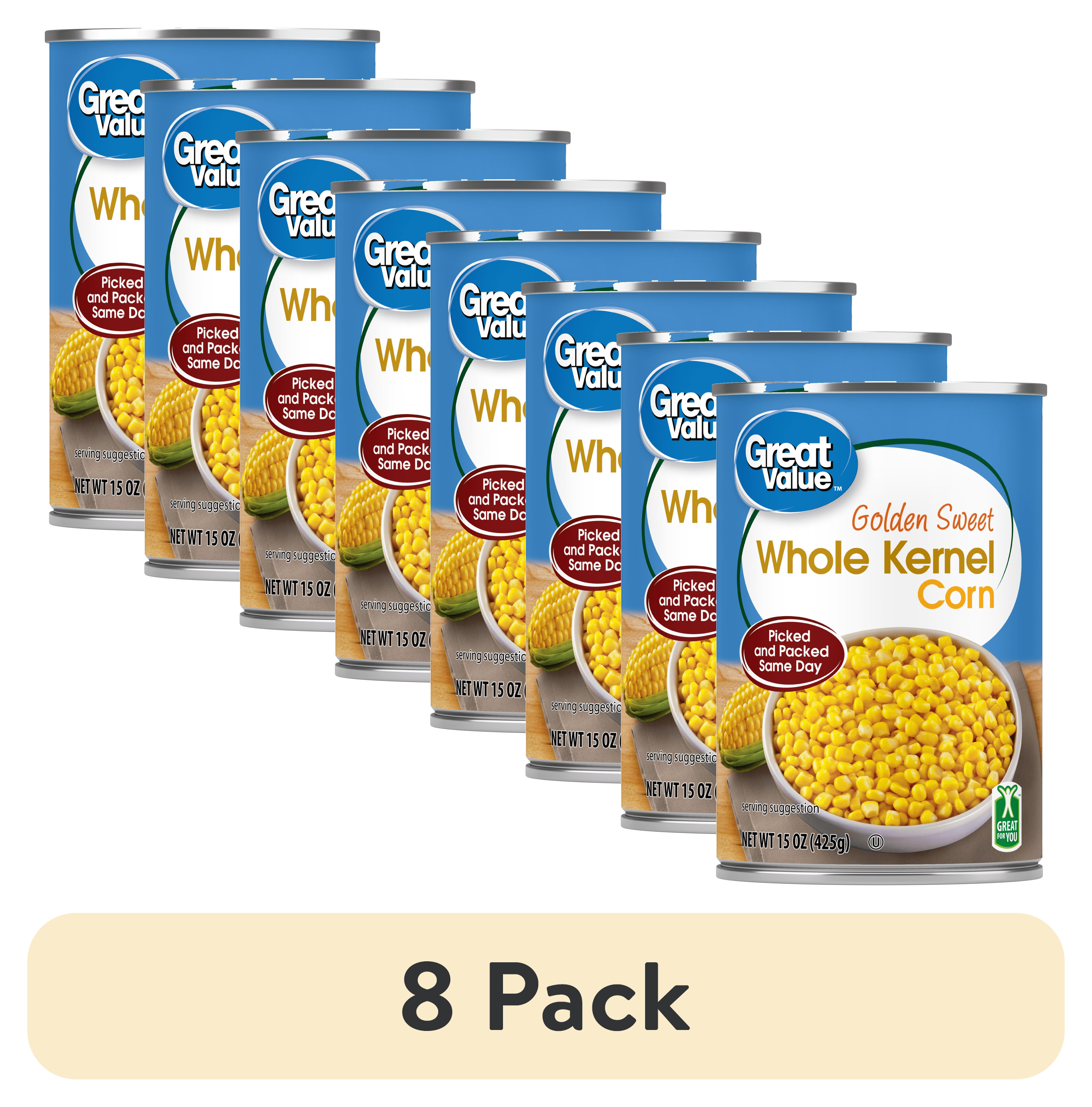 8 pack) Great Value Golden Sweet Whole Kernel Corn, 15 oz