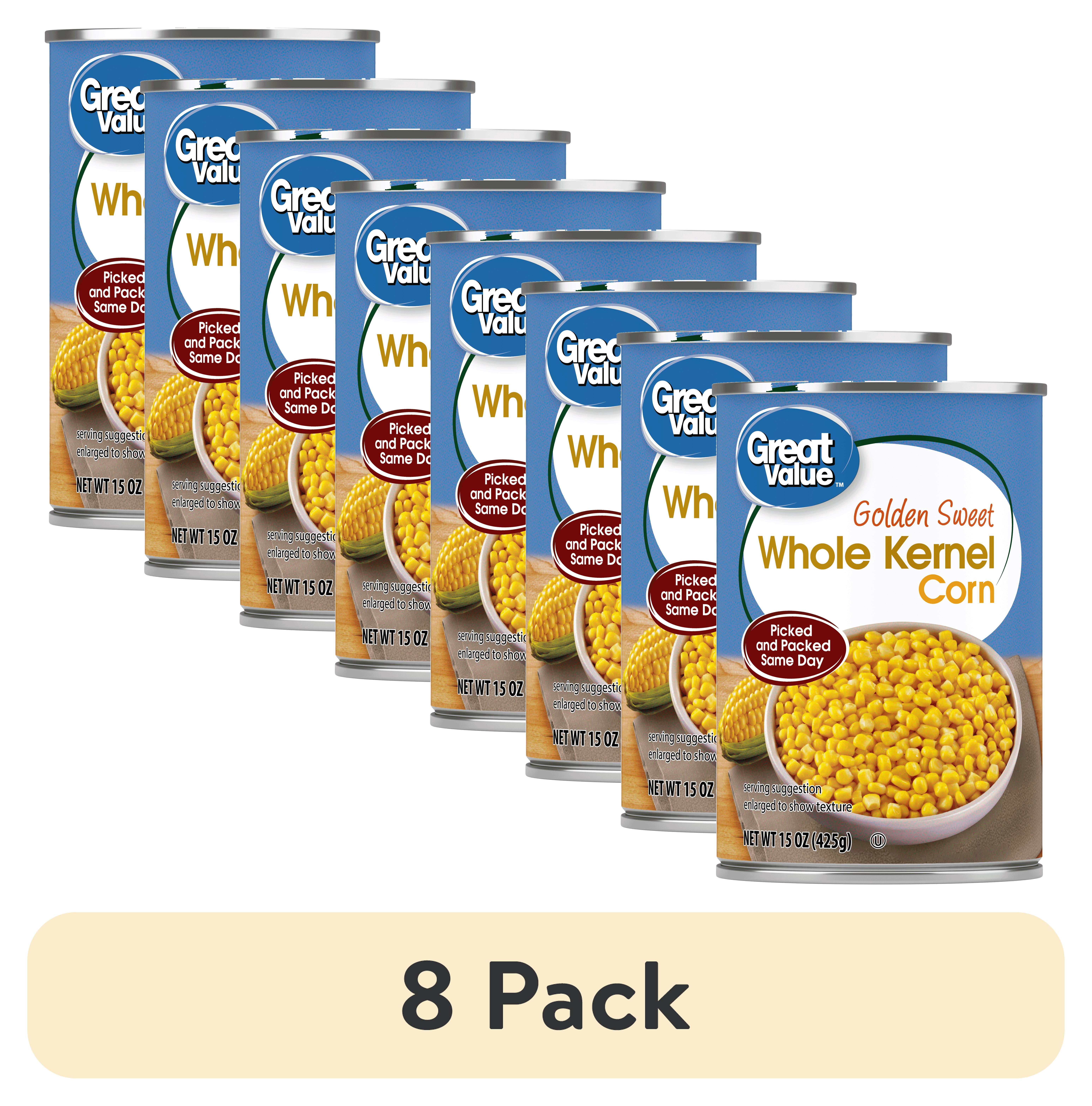 8 pack) Great Value Golden Sweet Whole Kernel Corn, 15 oz