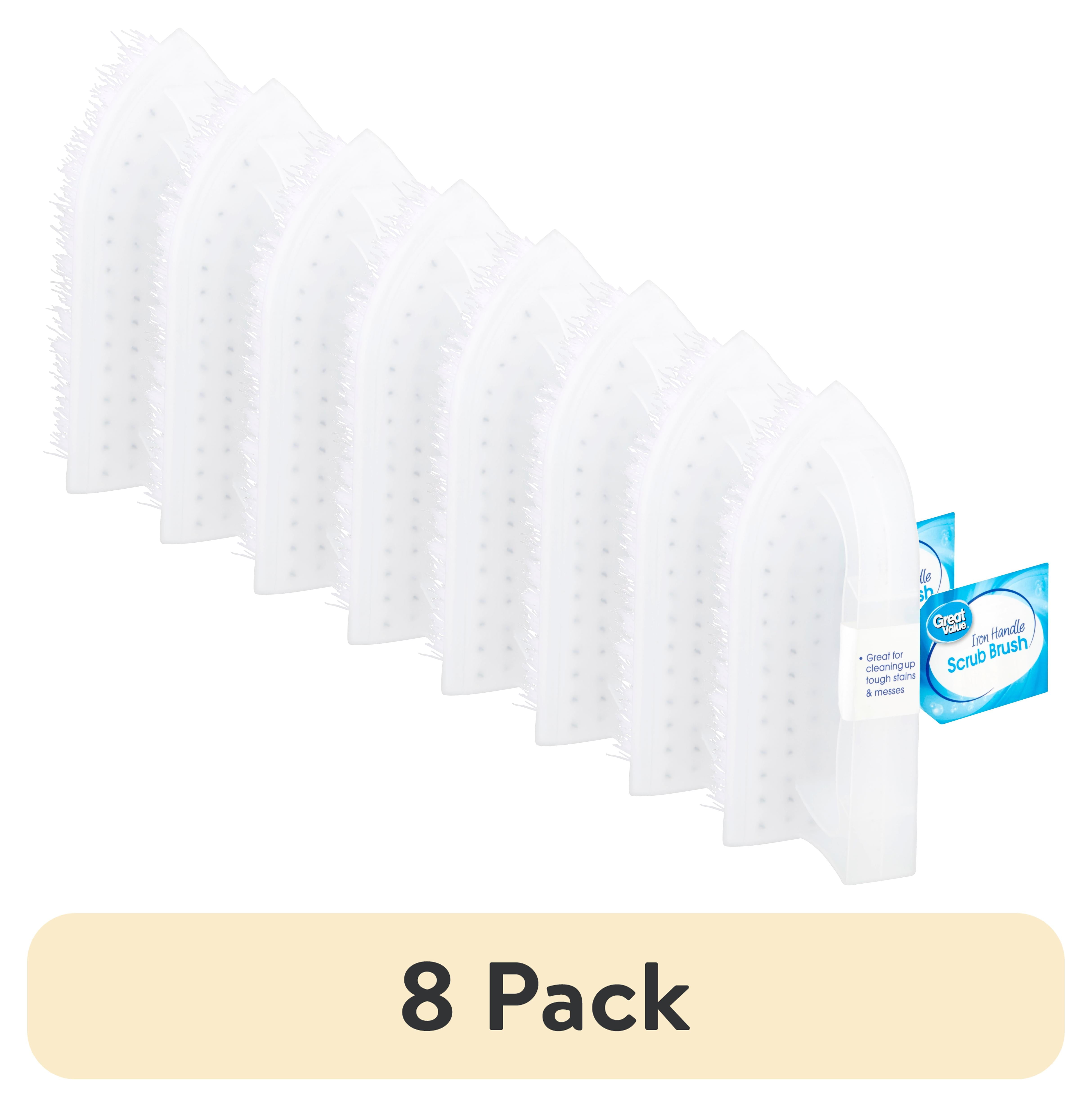 (8 pack) Great Value Iron Handle Multi-Purpose Cleaning Scrub Brush, White, 1 Count