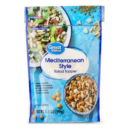 (8 pack) Great Value Mediterranean Style Salad Topper, 3.5 oz Bag