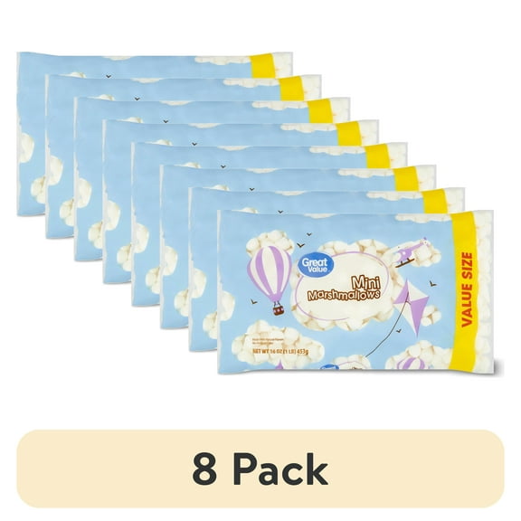 (8 pack) Great Value Mini Marshmallows Value Size, 16 oz