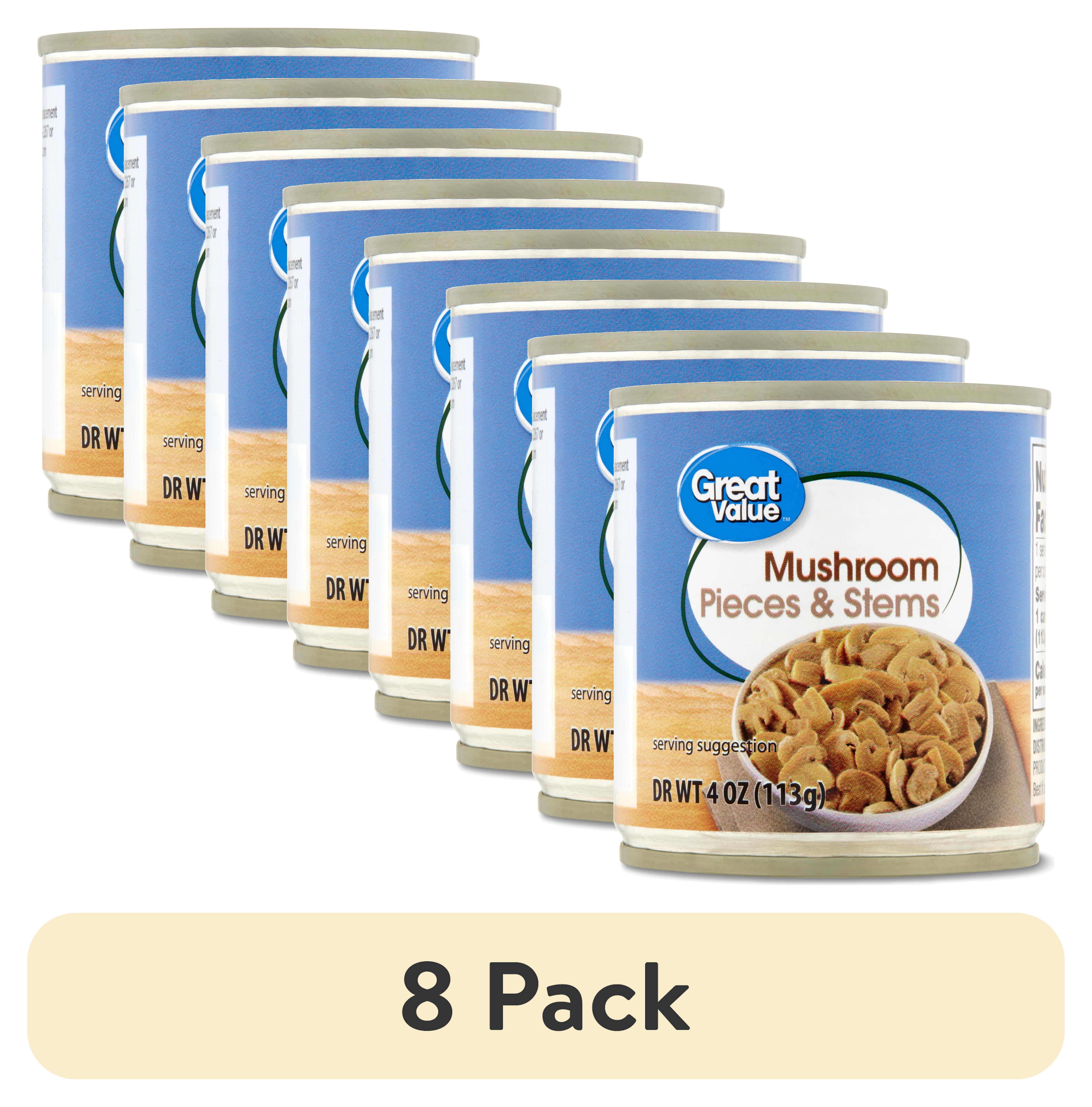 (8 pack) Great Value Mushrooms Pieces and Stems, 4 oz