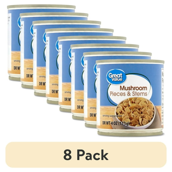 (8 pack) Great Value Mushrooms Pieces and Stems, 4 oz