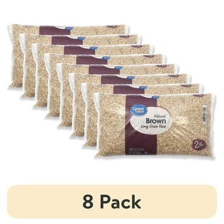 (8 pack) Great Value Natural Brown Long Grain Rice, 32 oz