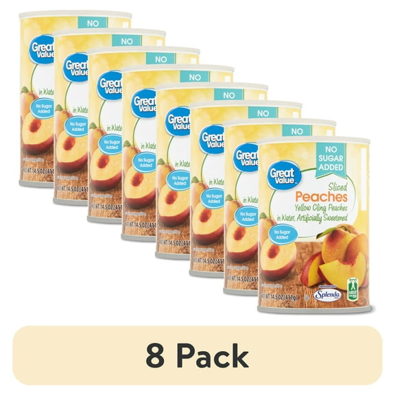 (8 pack) Great Value No Sugar Added Sliced Peaches, 14.5 oz