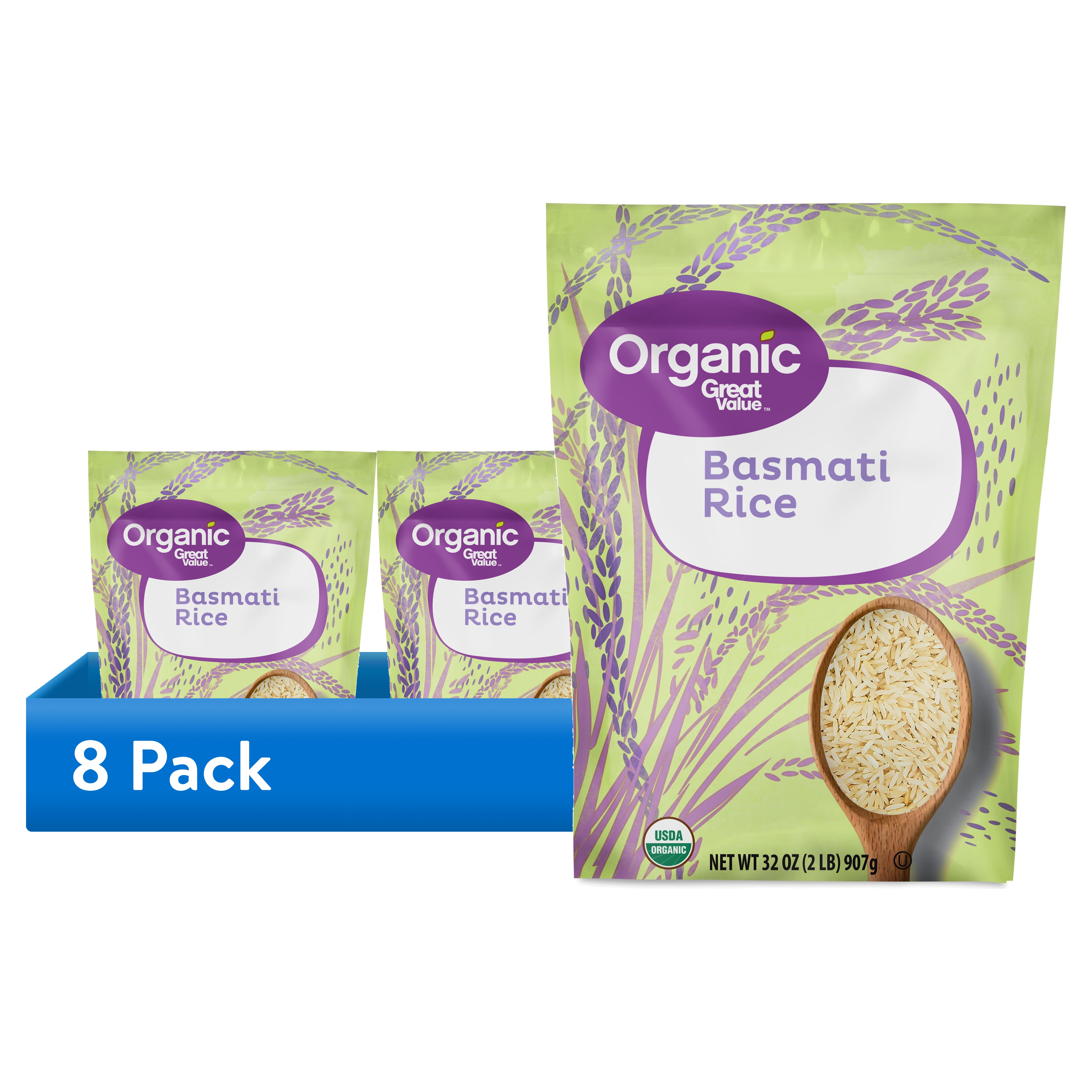 (8 pack) Great Value Organic Basmati Rice, 32 oz