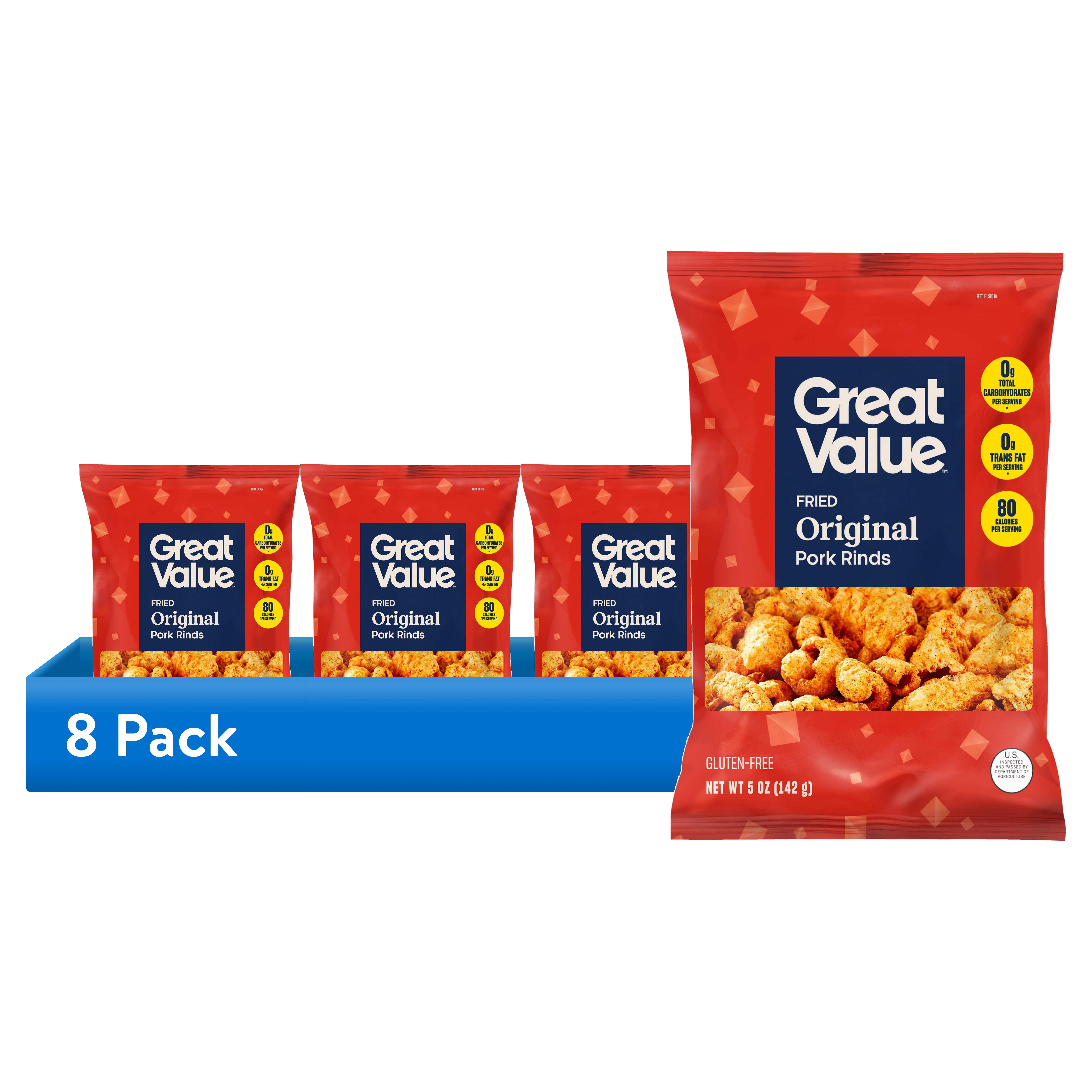 Great Value Chicharrones Fried Pork Rinds, 8 Pack for Snacks - Walmart ...
