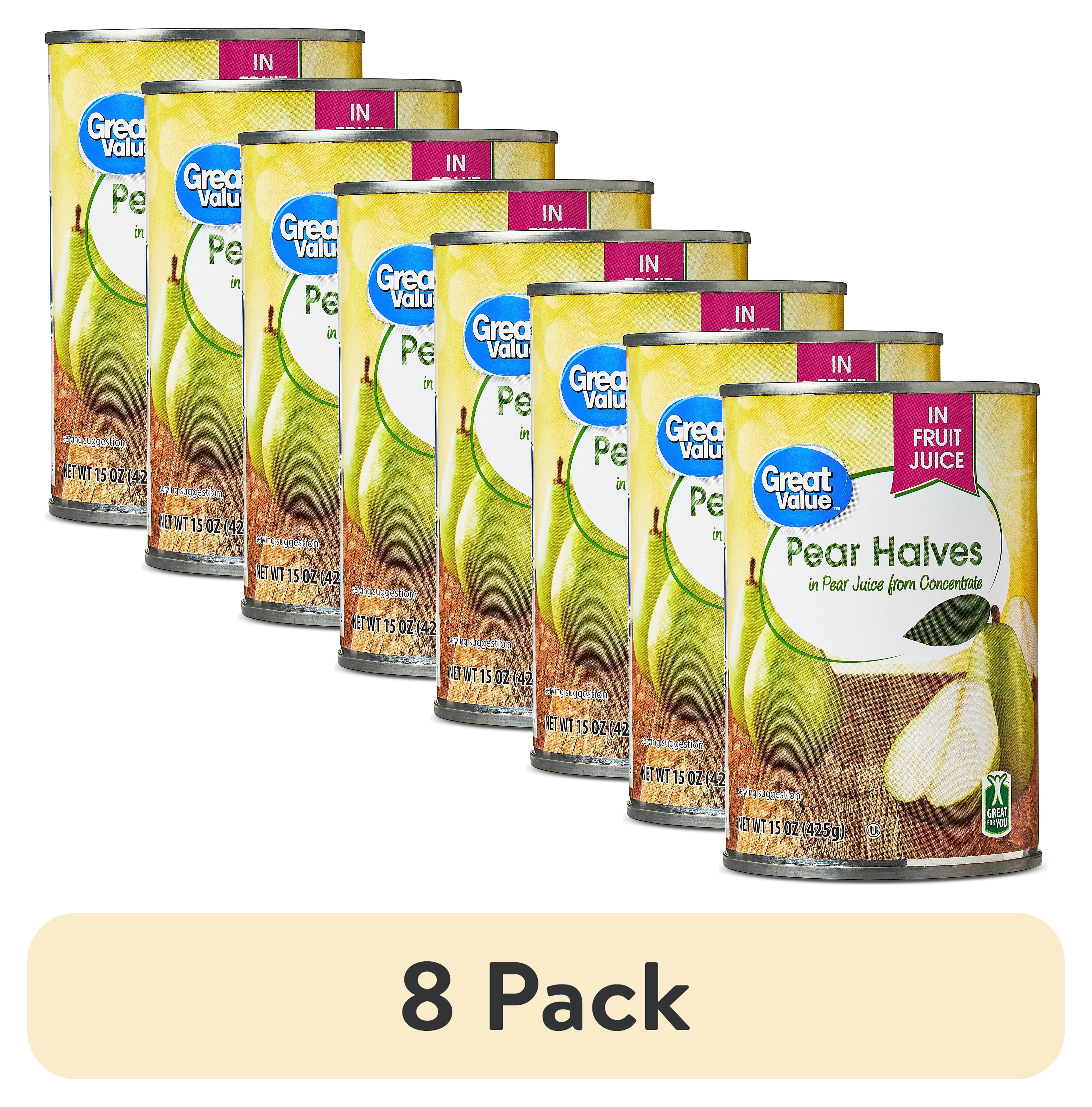 8 pack) Great Value Pear Halves in Pear Juice, 15 oz - Walmart.com