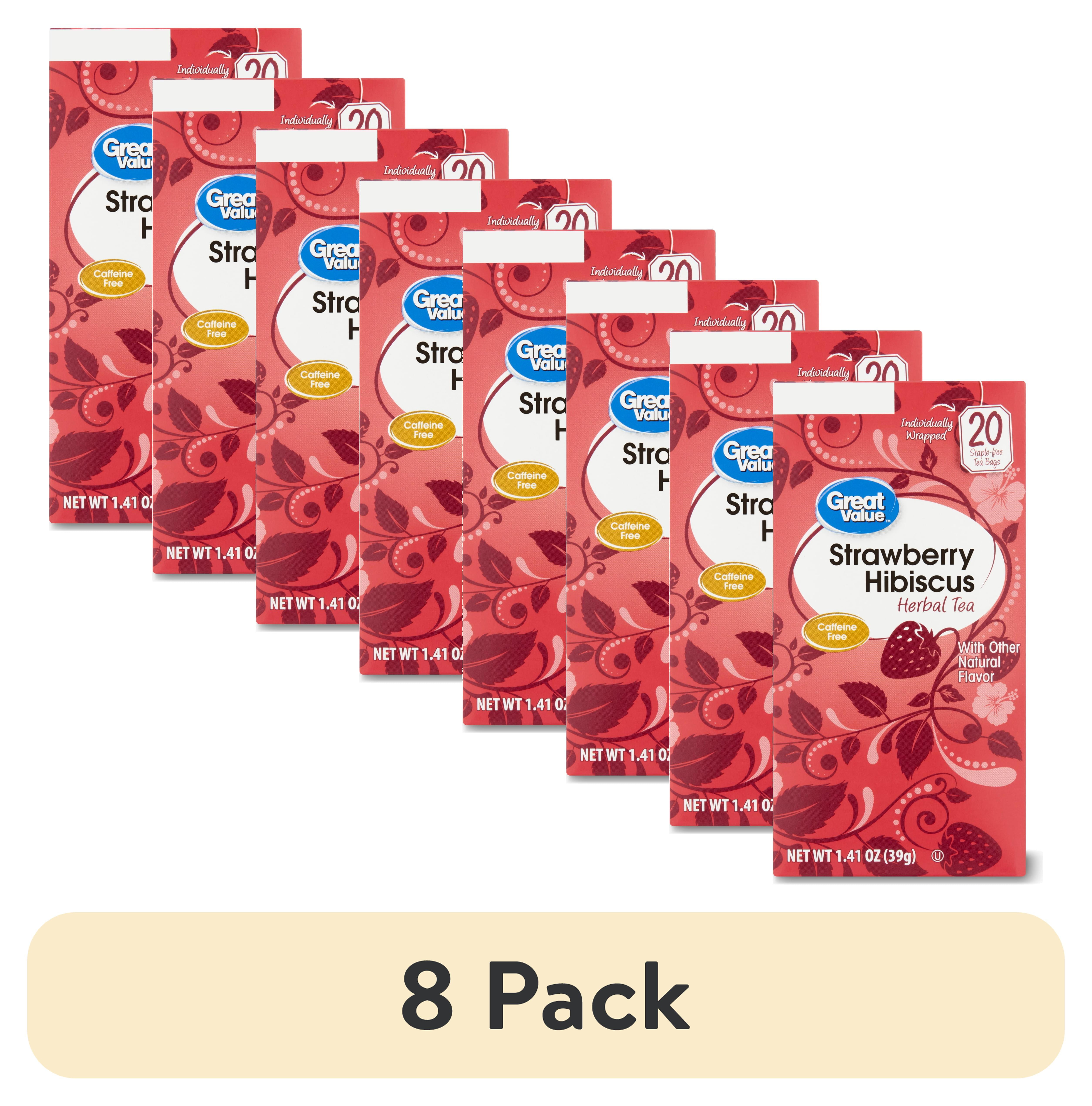 8 pack) Great Value Strawberry Hibiscus Herbal Tea, 1.41 oz, 20