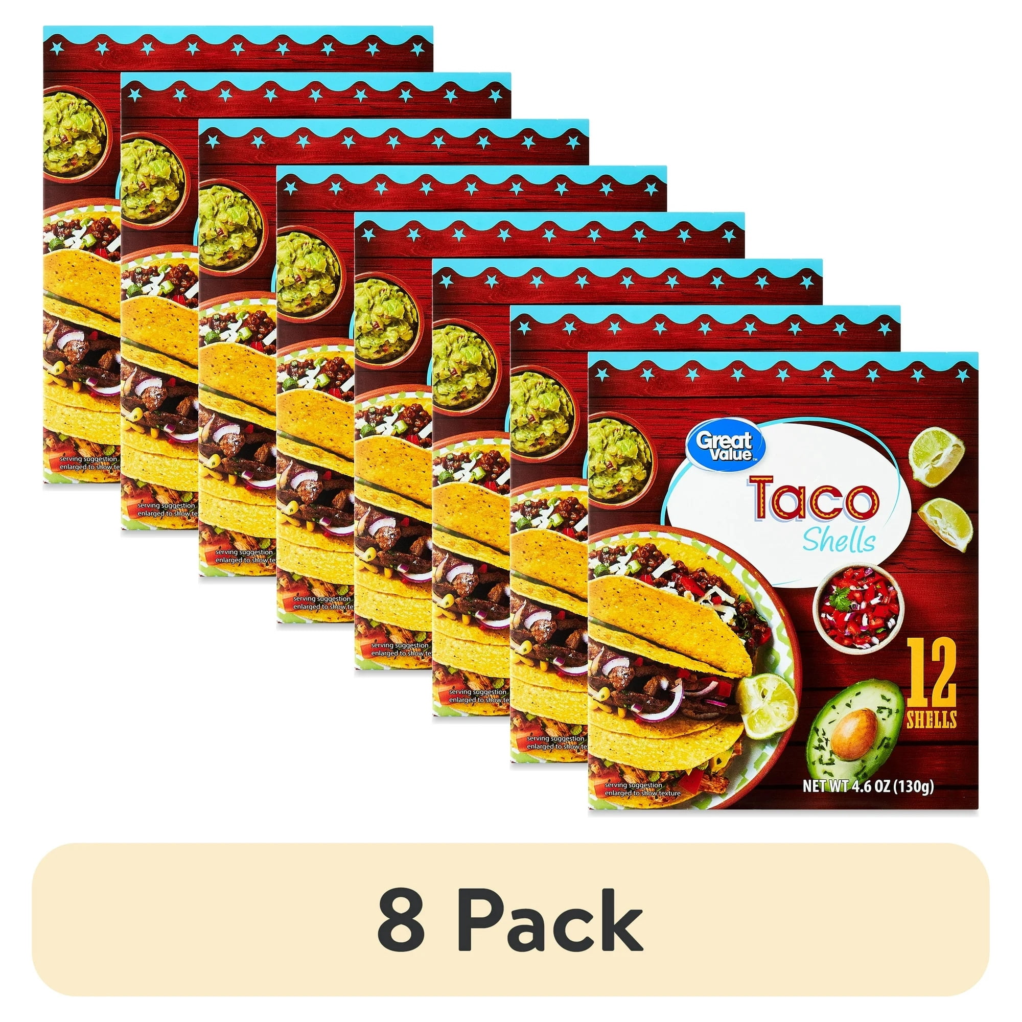 (8 pack) Great Value Taco Shells, 4.6 oz, 12 Count
