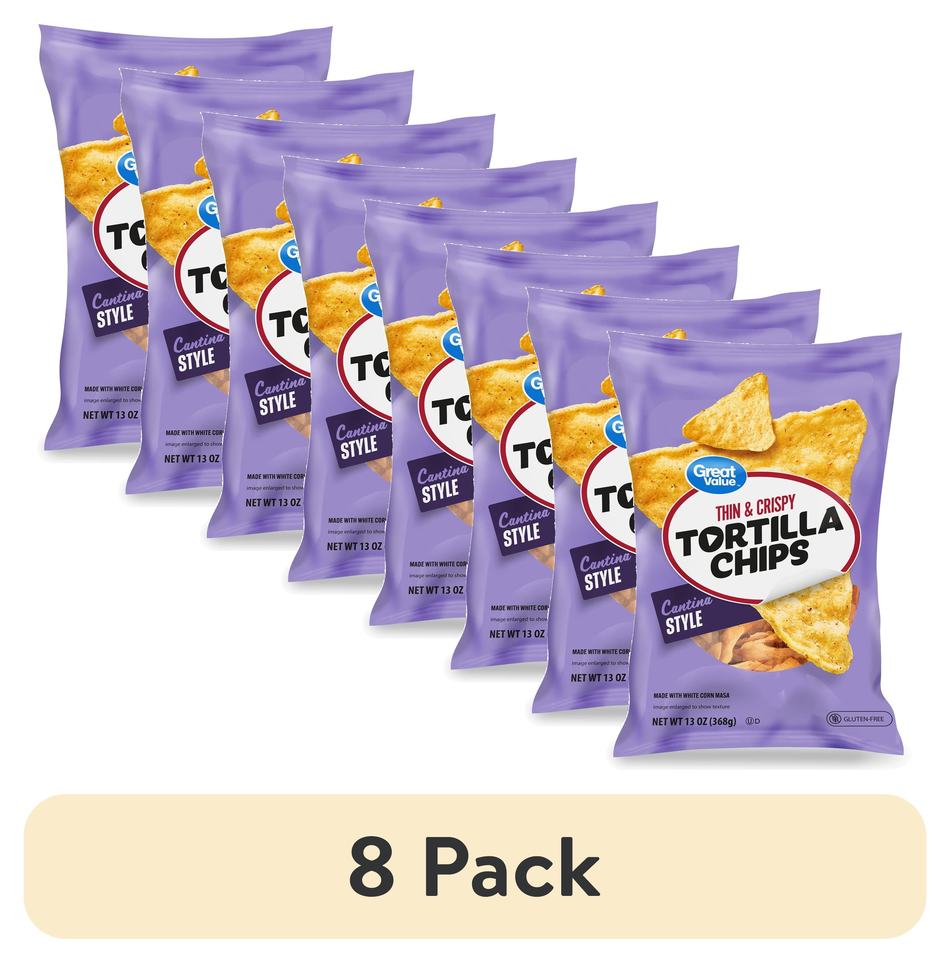 (8 pack) Great Value Thin and Crispy Cantina Style Tortilla Chips, 13 oz