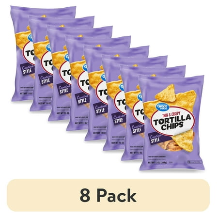 (8 pack) Great Value Thin and Crispy Cantina Style Tortilla Chips, 13 oz