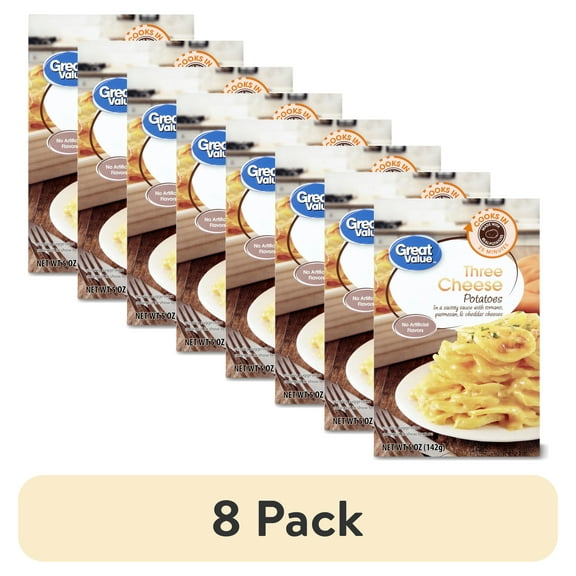 (8 pack) Great Value Three Cheese Potatoes, 5 oz