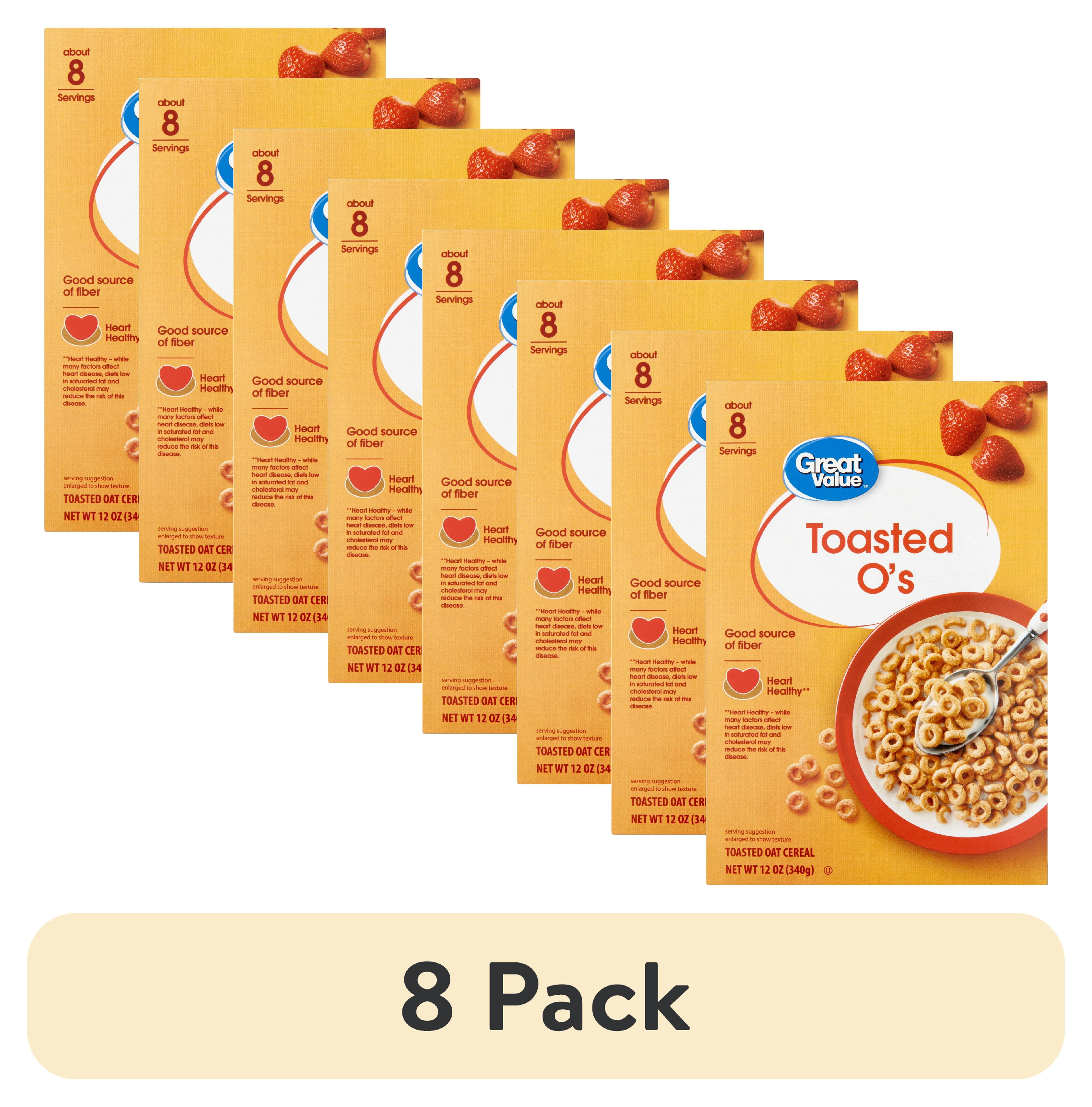 8 pack) Great Value Toasted O's Breakfast Cereal, 12 oz