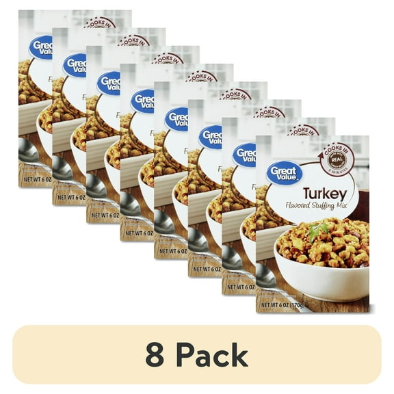 (8 pack) Great Value Turkey Flavored Stuffing Mix, 6 oz