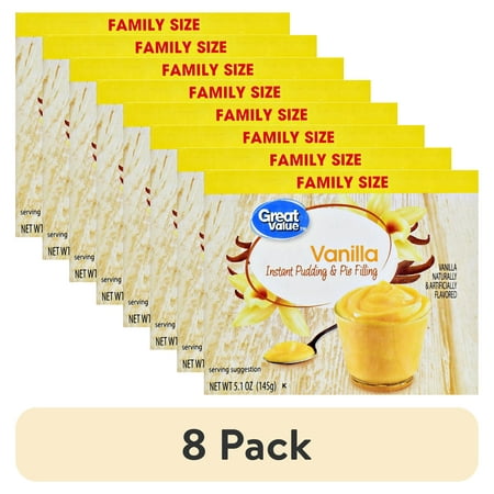 (8 pack) Great Value Vanilla Instant Pudding and Pie Filling, Family Size, 5.1 oz Carton