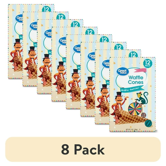 (8 pack) Great Value Waffles Cones, 7 oz, 12 Count