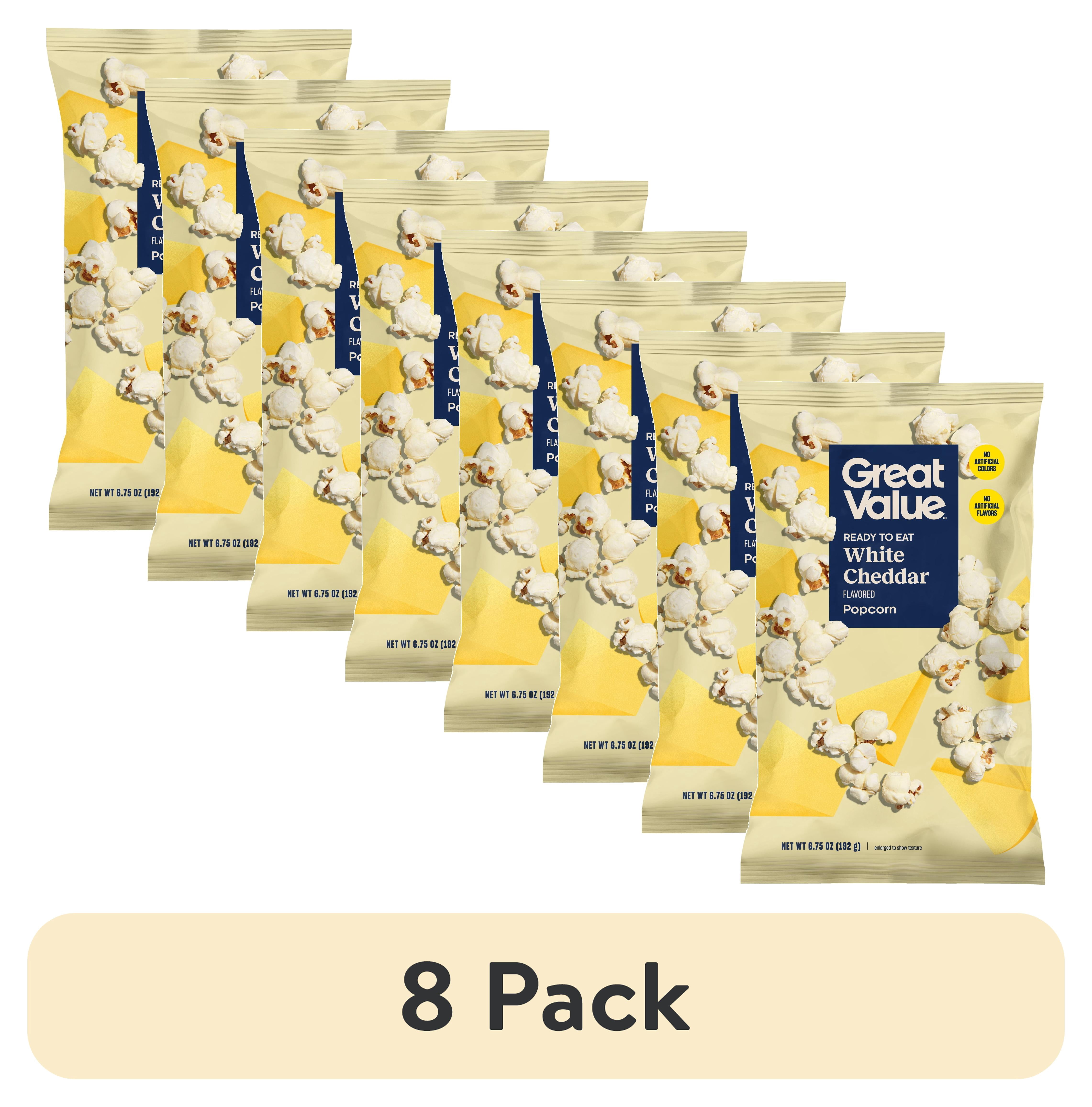 (8 pack) Great Value White Cheddar Fully Loaded Popcorn, 6.75 oz