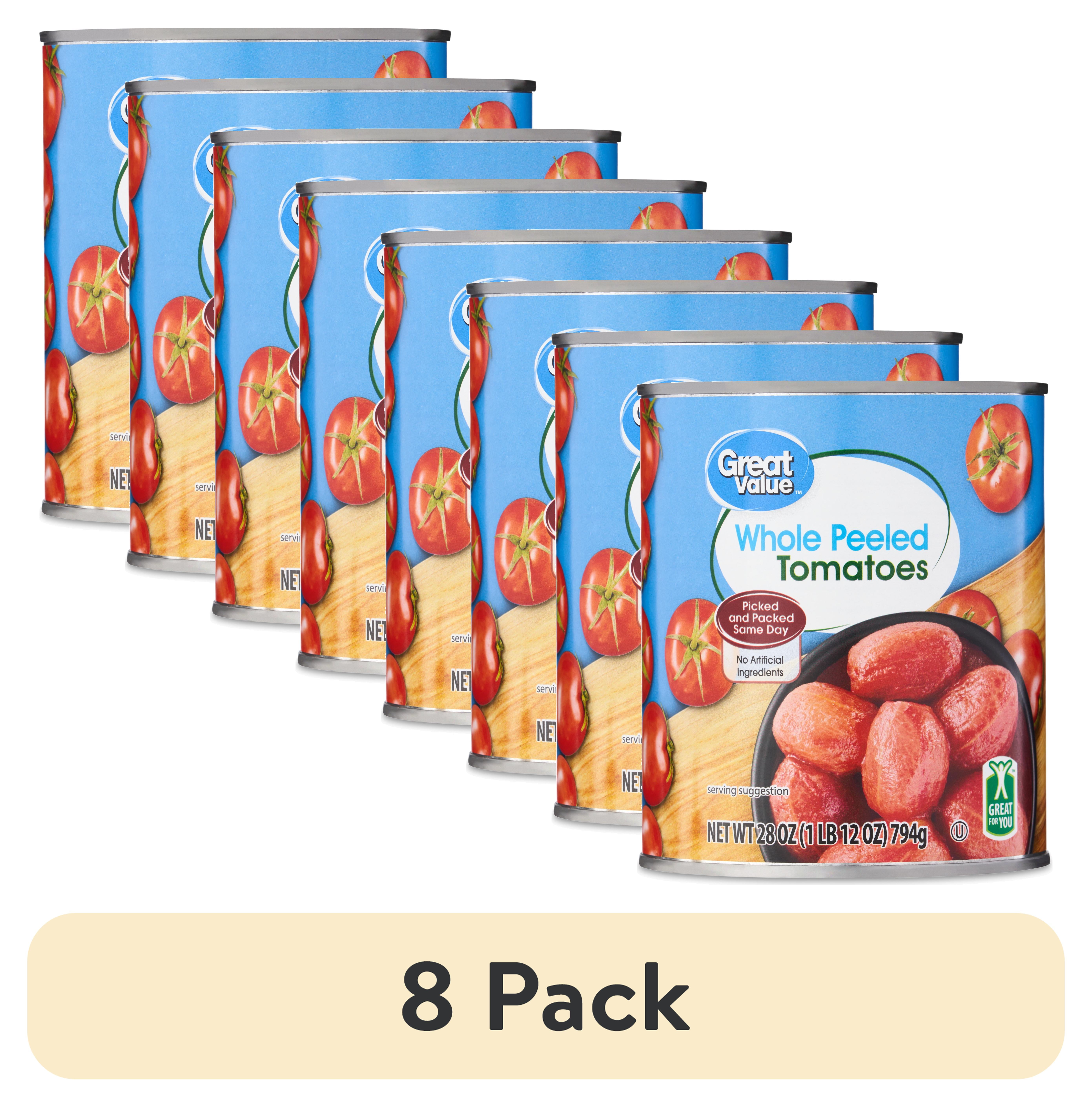 (8 pack) Great Value Whole Peeled Tomatoes, 28 oz