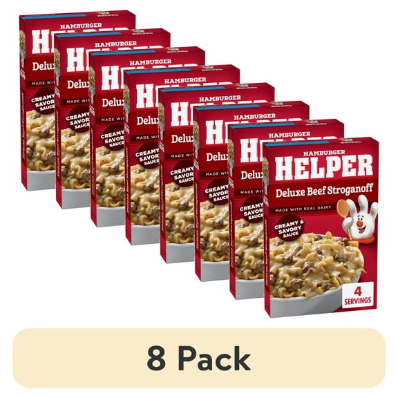 (8 pack) Hamburger Helper Deluxe Beef Stroganoff Pasta, 5.5 oz Box