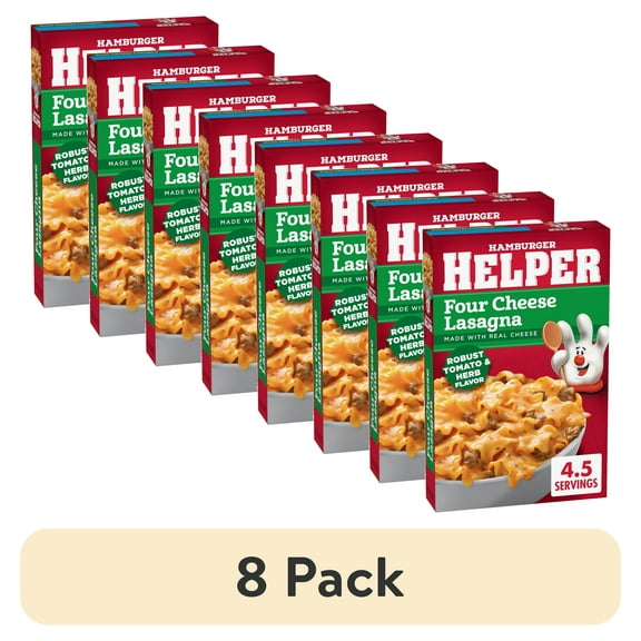(8 pack) Hamburger Helper Four Cheese Lasagna, 5.5 oz Box