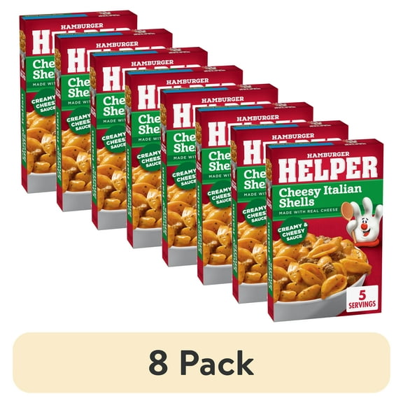 (8 pack) Hamburger Helper Pasta Cheesy Italian Shells, 6.1 Ounces Box