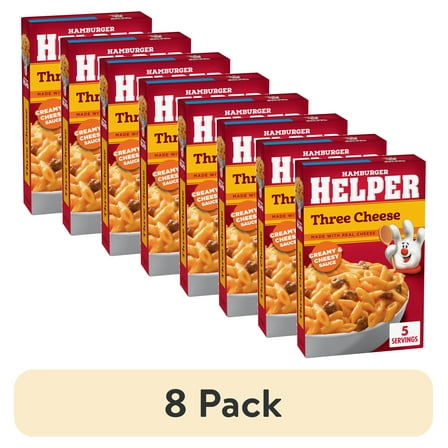 (8 pack) Hamburger Helper Three Cheese Pasta, 6 oz Box
