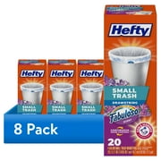 (8 pack) Hefty Small Trash Bags, Fabuloso Scent, 4 gallon, 20 Count