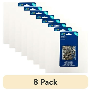 (8 pack) Hello Hobby Silver Safety Pins 50 Count with 5 Assorted Sizes, Nickel-Plated Steel