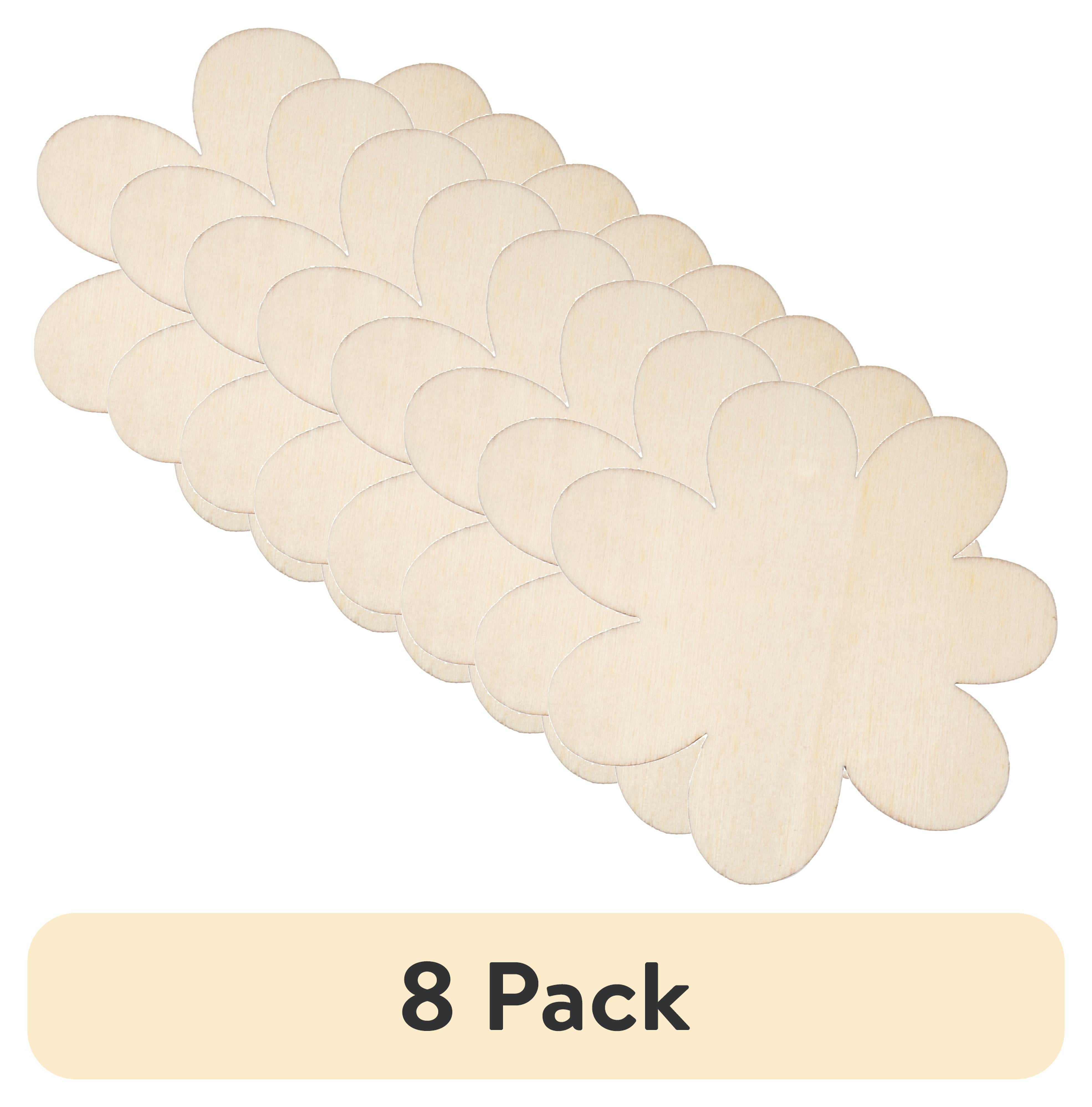 (8 pack) Hello Hobby Wood Flower Shape, Ready-to-Decorate Die-Cut Shape, 3.5" x 0.145" x 3.5"