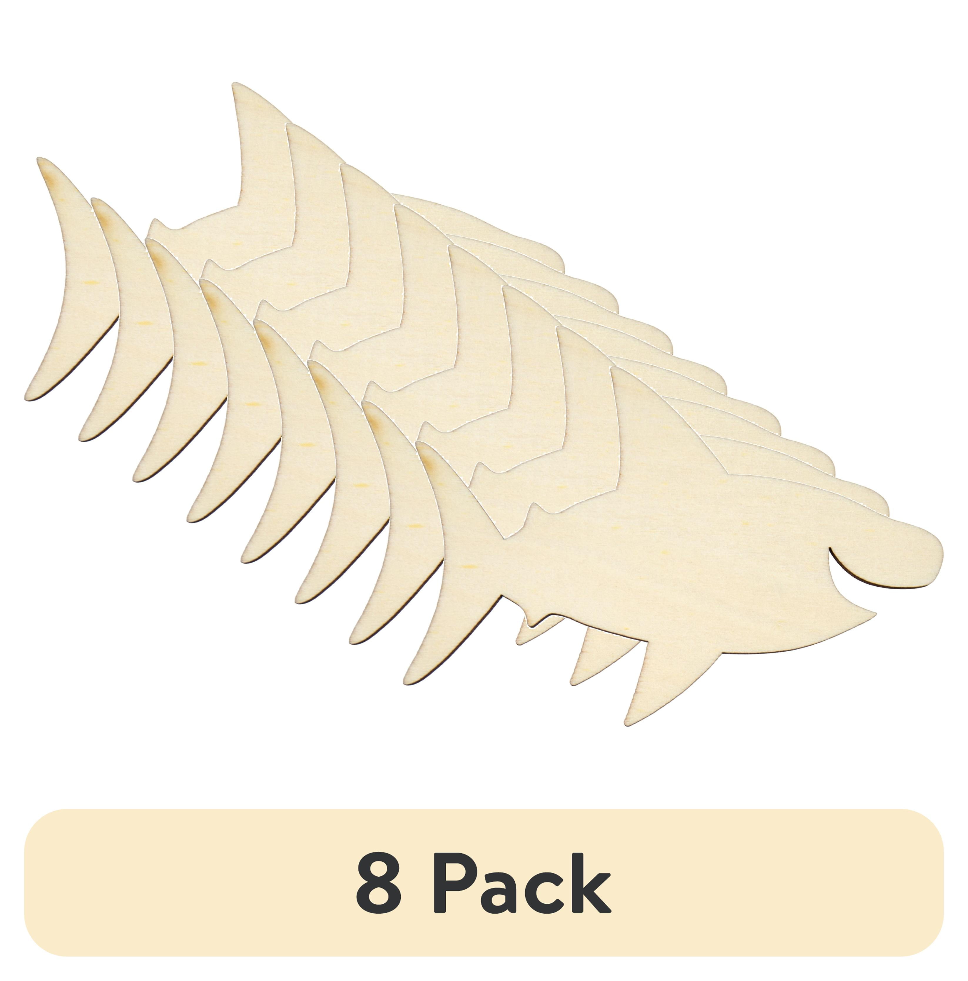 (8 pack) Hello Hobby Wood Shark Shape, Ready-to-Decorate Die-Cut Shape, 4 in. x 2.7 in., 0.03 lbs