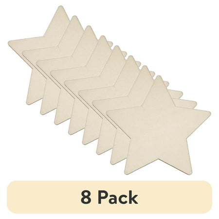 (8 pack) Hello Hobby Wood Star Shape, Die-Cut Shape