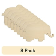 (8 pack) Hello Hobby Wooden Elephant Shape, Ready-to-Decorate Die-Cut Shape Wood, 4" x 0.15" x 2.75", 0.03 lb