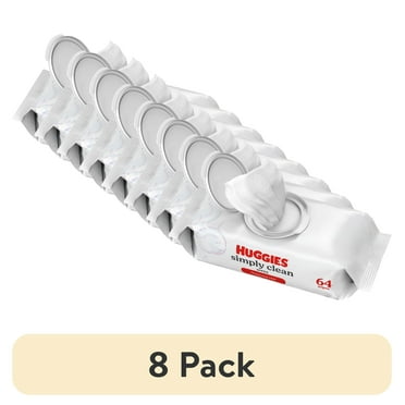 (8 pack) Huggies Simply Clean Unscented Wipes, 1 Flip-Top Pack, 64 Total Ct (Select for More)
