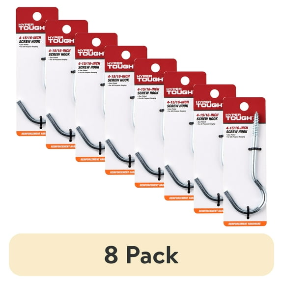 (8 pack) Hyper Tough 4-15/16 in. Screw Hook, Zinc Plated