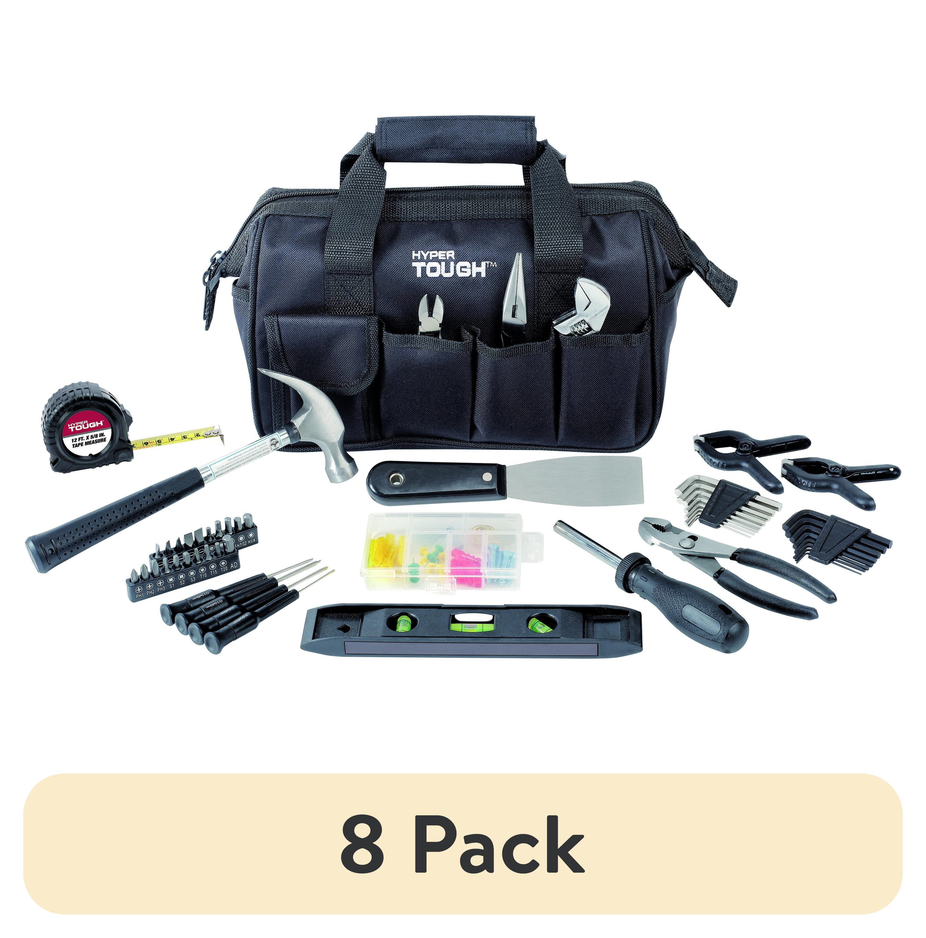 8 pack) Hyper Tough 89-Piece Black Household Tool Set with 12