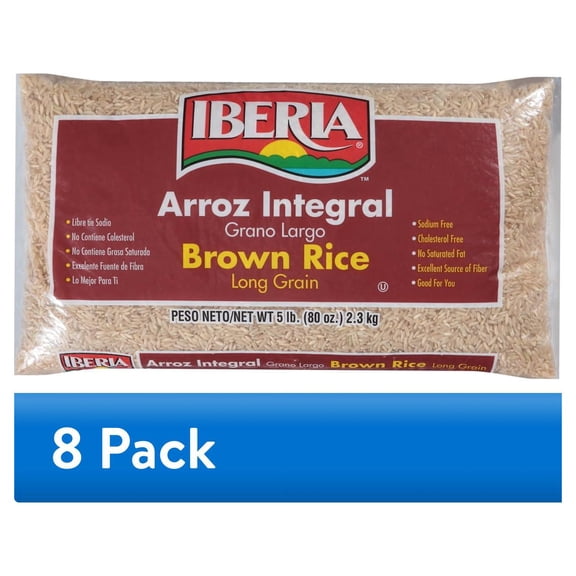 (8 pack) Iberia Long Grain Brown Rice 5 lb
