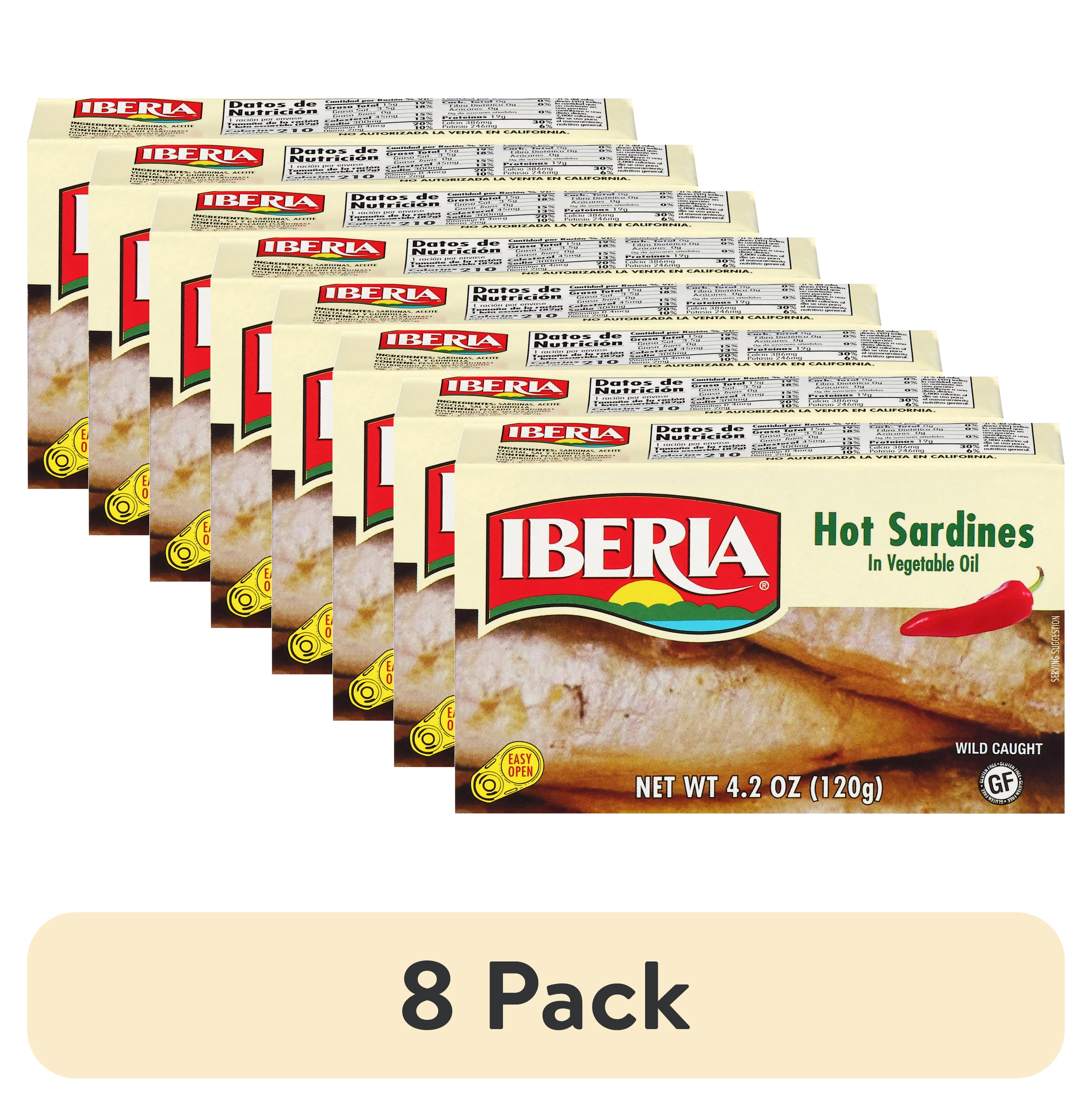 (8 pack) Iberia Hot Sardines in Vegetable Oil 4.2 oz