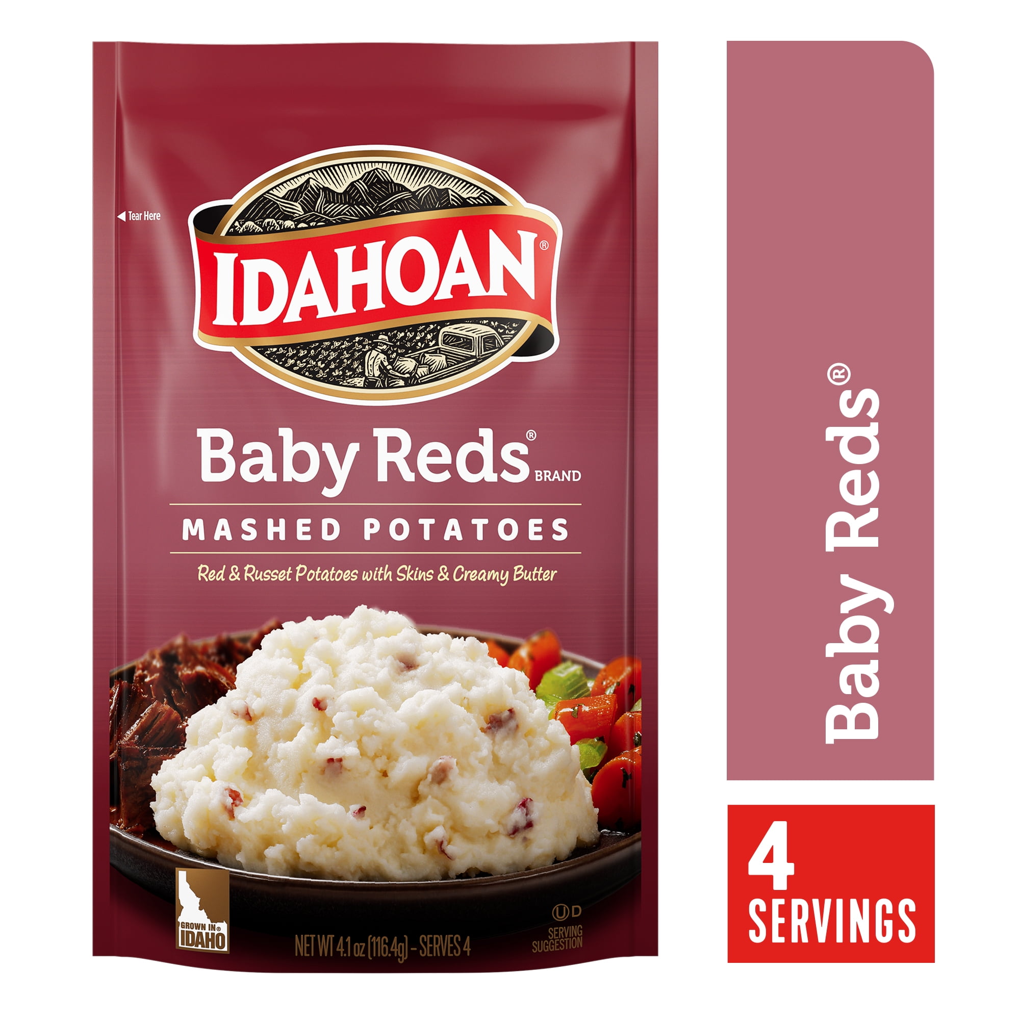 (8 pack) Idahoan Baby Reds Mashed Potatoes, 4.1 oz Pouch