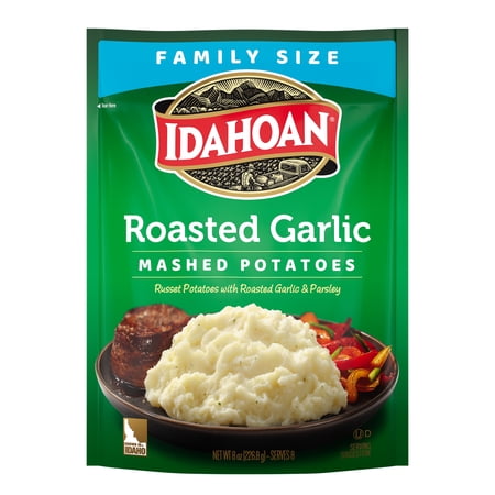 (8 pack) Idahoan Roasted Garlic Mashed Potatoes Family Size, 8 oz Pouch