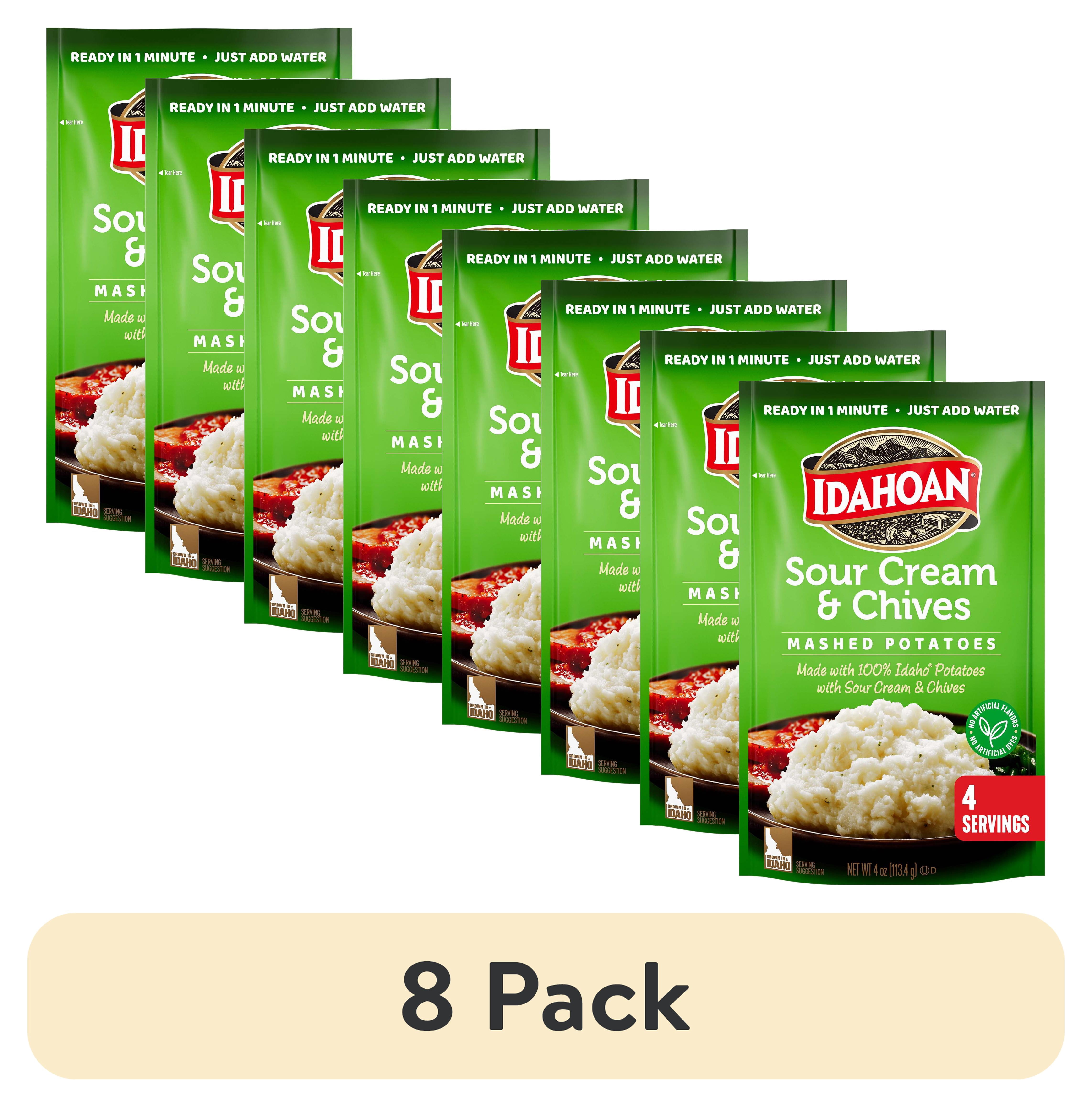 (8 pack) Idahoan Sour Cream & Chives Mashed Potatoes, 4 oz Pouch