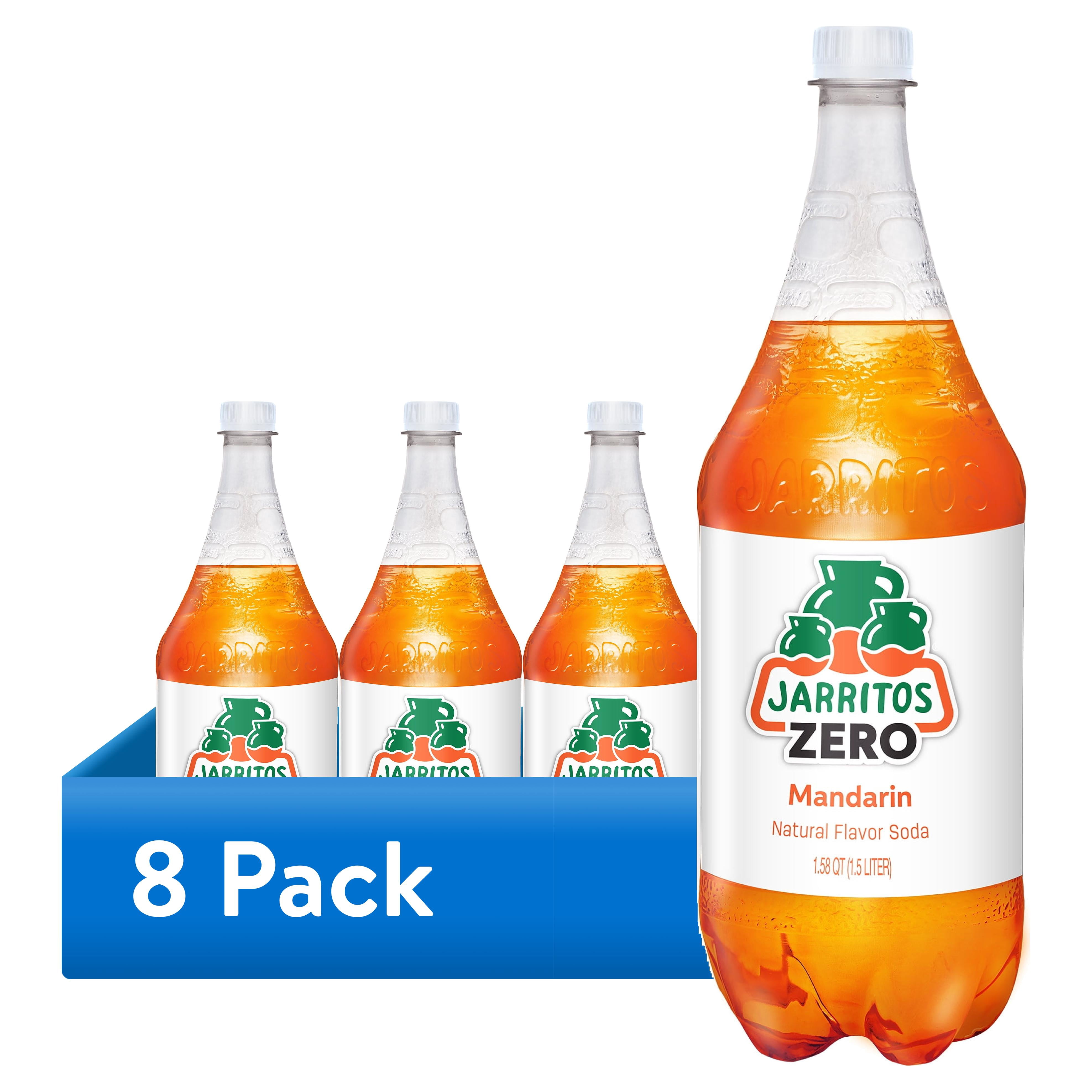 (8 pack) Jarritos Mandarin Zero Soda, 1.5L Bottle