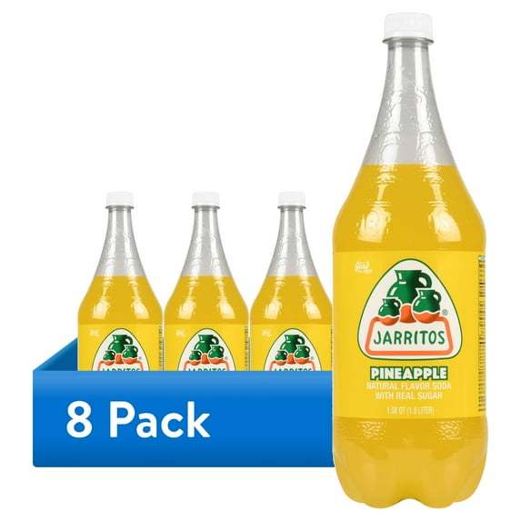 (8 pack) Jarritos Pineapple Soda, 1.58 qt (1 Liter), 1 Count