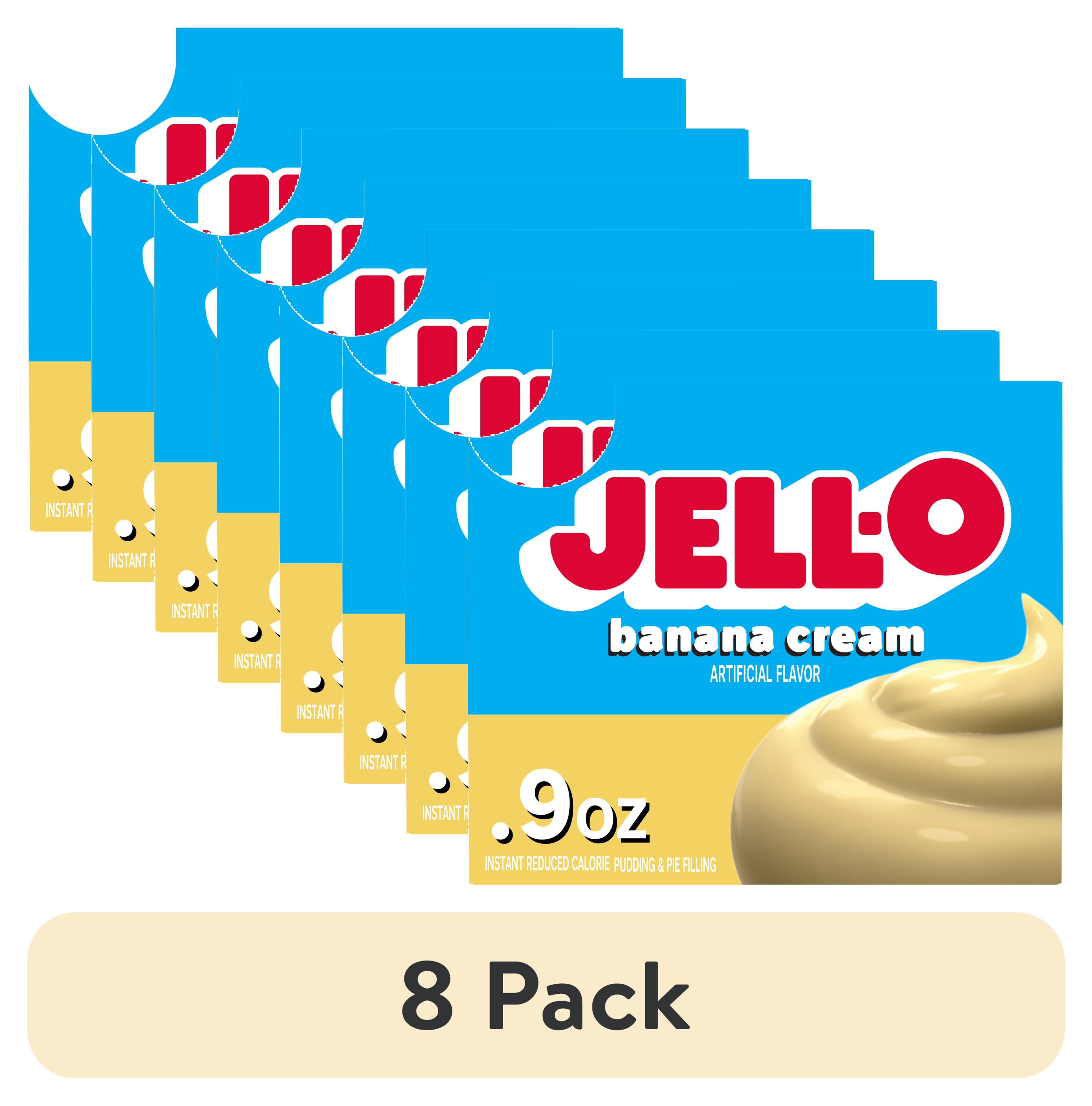 8 pack) Jell-O Banana Cream Zero Sugar Instant Reduced Calorie