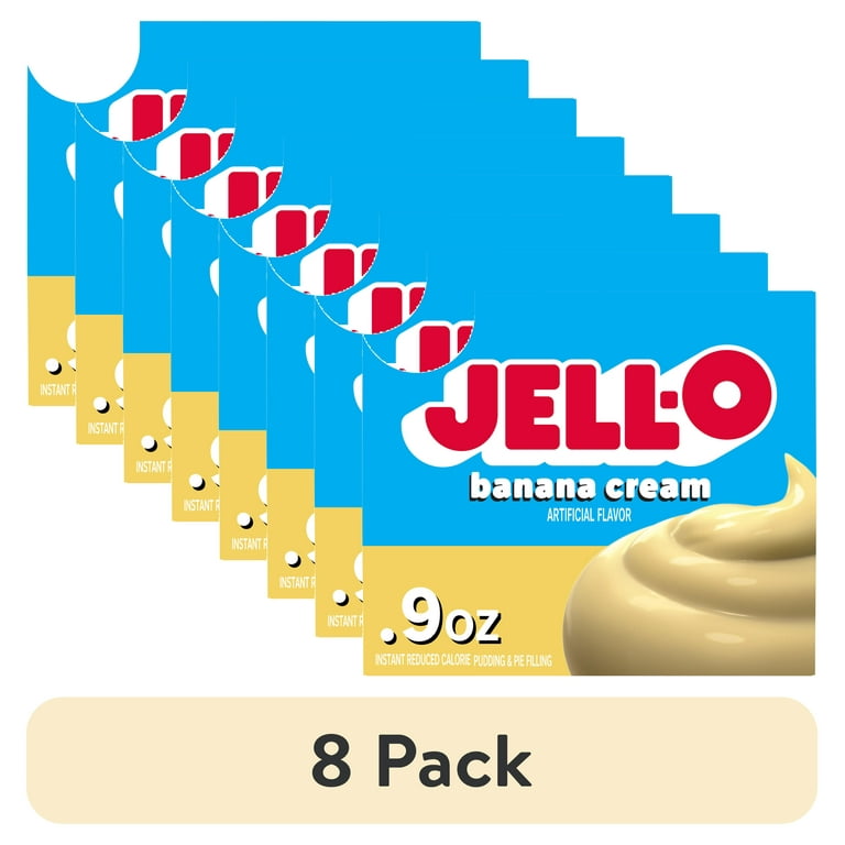 8 pack) Jell-O Banana Cream Zero Sugar Instant Reduced Calorie