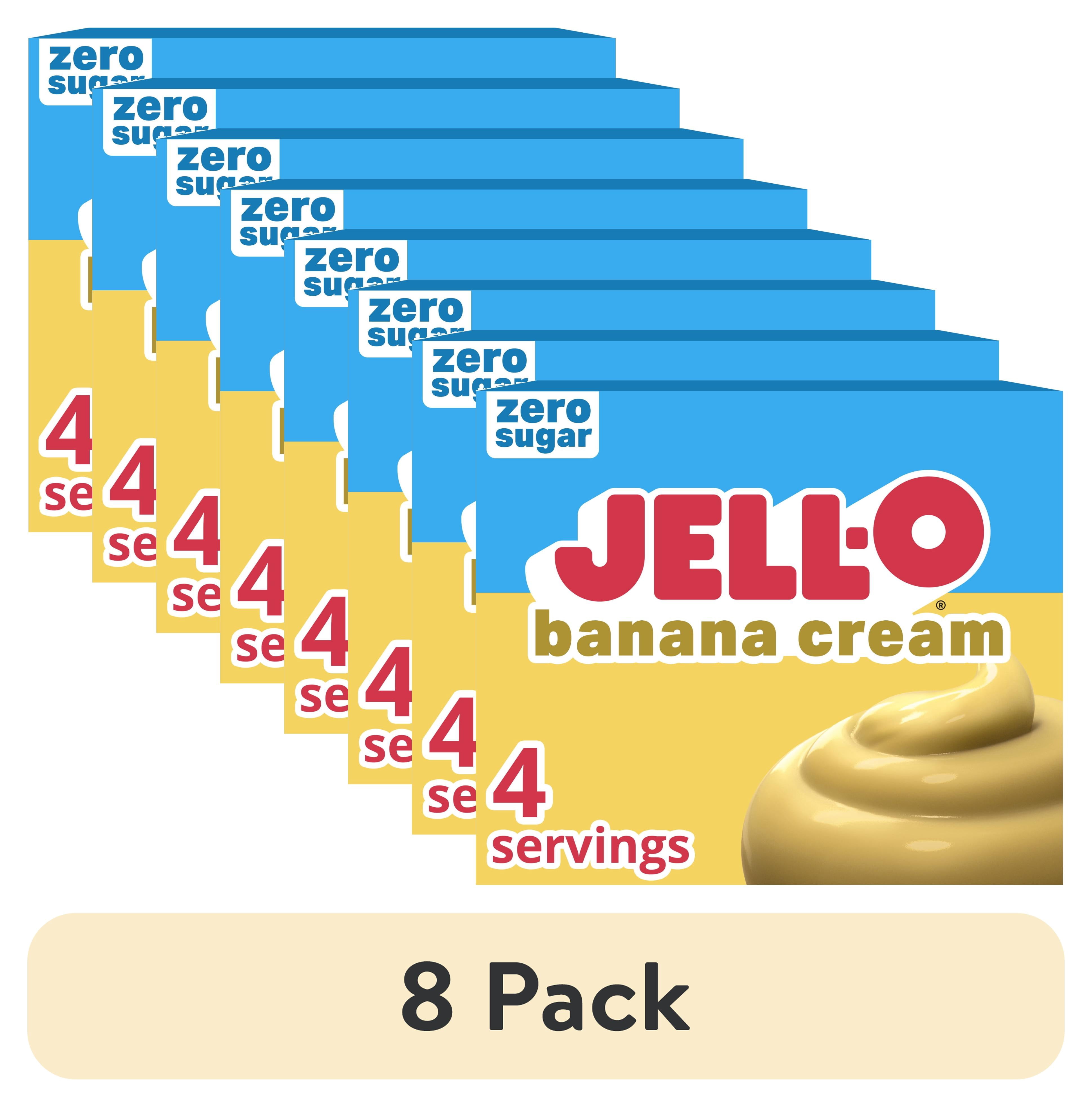 8 pack) Jell-O Banana Cream Zero Sugar Instant Reduced Calorie